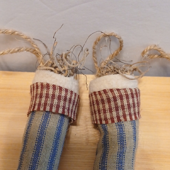 4 Rustic Striped Primitive Stocking Ornaments - Picture 10 of 11